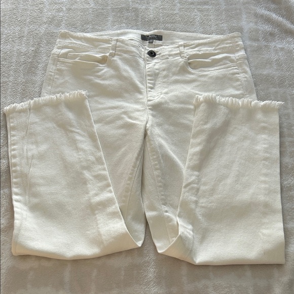 Habitat Women's White Stretch Denim Cropped Fringe-Hem Jeans, Size 10 - Picture 3 of 9